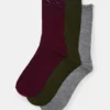 3-pak skarpetek Folly Velvet Bow Rib Crew w kolorze wiśniowym