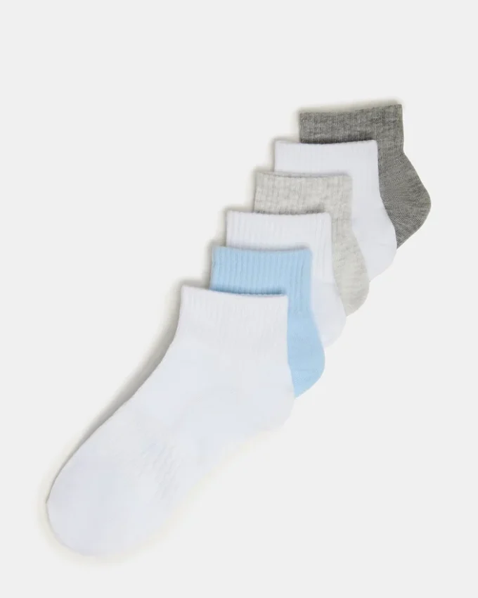 6-pak skarpetek Peyton Ribbed Quarter Socks White Multi 6-pak skarpetek Peyton Ribbed Quarter Socks White Multi
