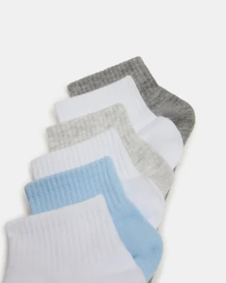 6-pak skarpetek Peyton Ribbed Quarter Socks White Multi