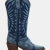 Buty Albany z tkaniny dżinsowej z szeroką cholewką