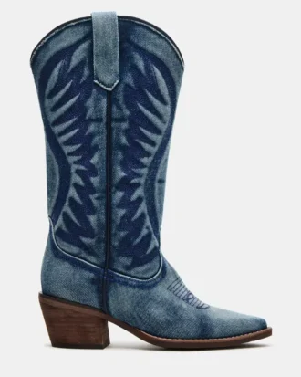 Buty Albany z tkaniny dżinsowej z szeroką cholewką
