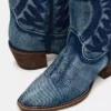 Buty Albany z tkaniny dżinsowej z szeroką cholewką