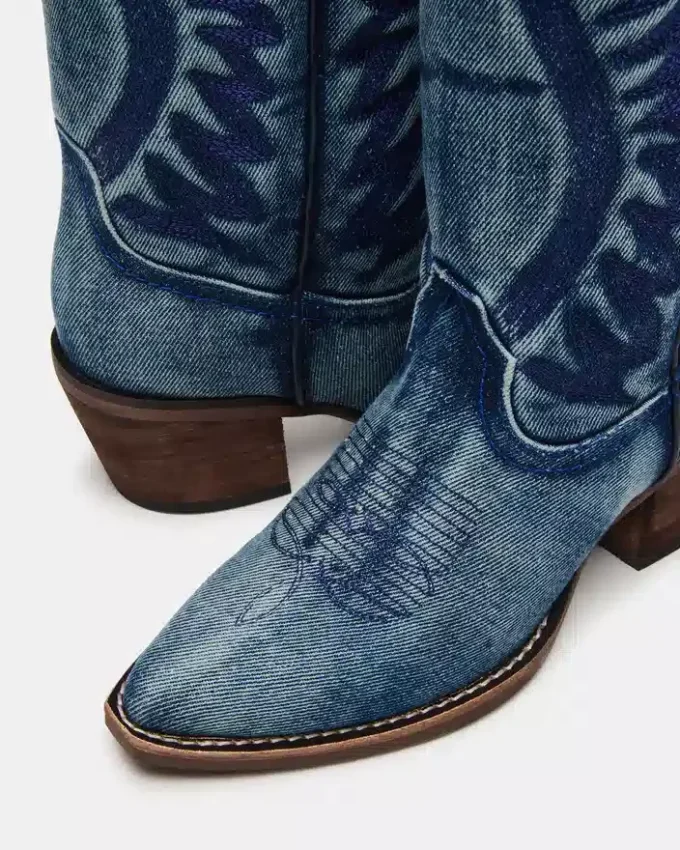 Buty Albany z tkaniny dżinsowej z szeroką cholewką