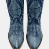 Buty Albany z tkaniny dżinsowej z szeroką cholewką