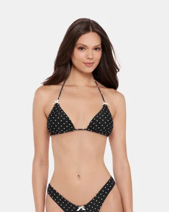 Czarny top bikini Darling Dot w wielokolorowe kropki