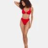 Elegancka i szykowna odzież dolna bikini z wysokim stanem w kolorze wiśniowym