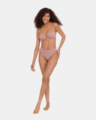 Fioletowa odzież dolna bikini Chevron Połysk