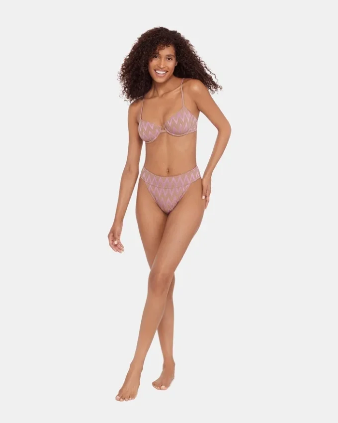 Fioletowa odzież dolna bikini Chevron Połysk