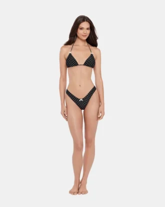 Fioletowa odzież dolna bikini Darling Dot w czarne kropki
