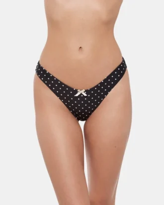 Fioletowa odzież dolna bikini Darling Dot w czarne kropki