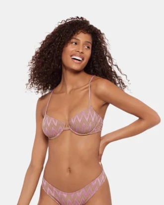 Fioletowy top bikini z połyskiem Chevron
