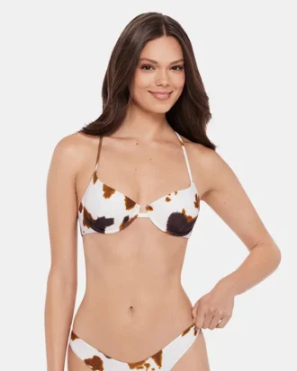 Góra bikini Hideout z nadrukiem krowy