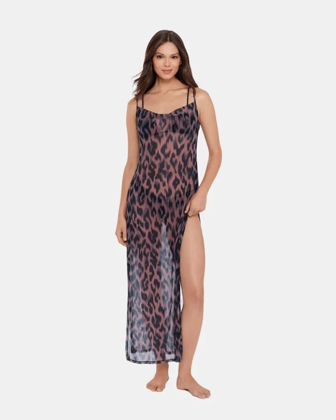 Static Leopard Bikini Cover-Up Natural